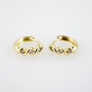 E2208 Earrings - Aretes - Zircon Stone - 14K Real Color