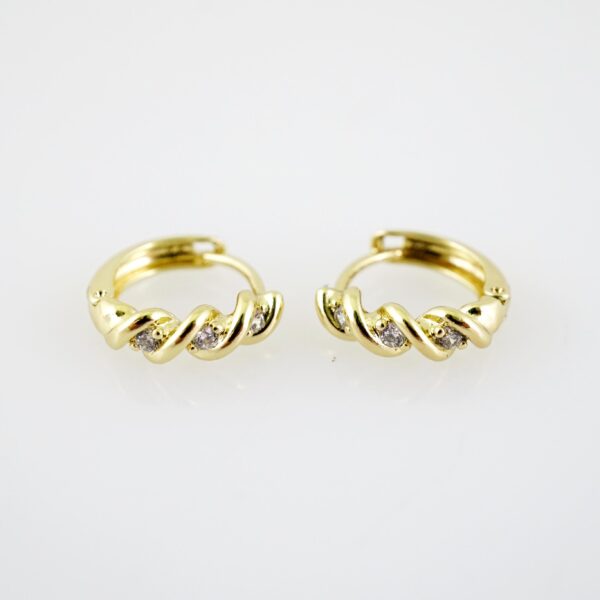 E2208 Earrings - Aretes - Zircon Stone - 14K Real Color