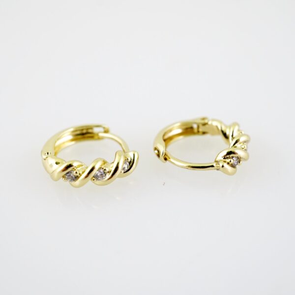 E2208 Earrings - Aretes - Zircon Stone - 14K Real Color - Image 2