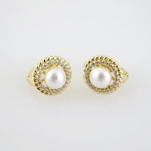 E2213 Earrings - Aretes - Zircon Stone - 14K Real Color