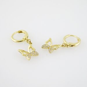 E2214 Earrings - Aretes - Zircon Stone - 14K Real Color