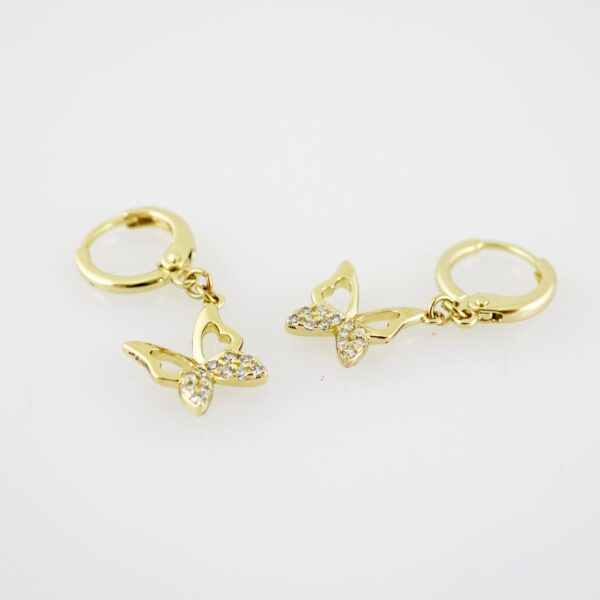 E2214 Earrings - Aretes - Zircon Stone - 14K Real Color