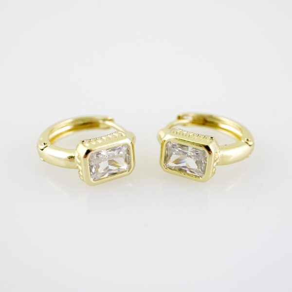 E2216 Earrings - Aretes - Zircon Stone - 14K Real Color