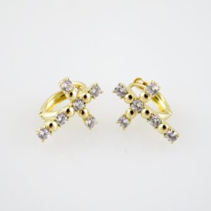 E2217 Earrings - Aretes - Zircon Stone - 14K Real Color