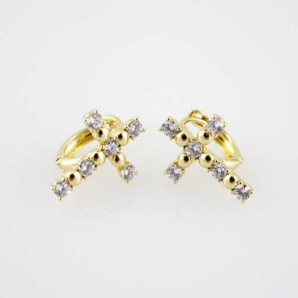 E2217 Earrings - Aretes - Zircon Stone - 14K Real Color