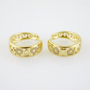 E2218 Earrings - Aretes - Zircon Stone - 14K Real Color