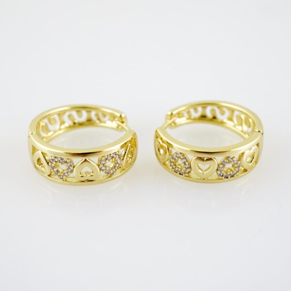 E2218 Earrings - Aretes - Zircon Stone - 14K Real Color
