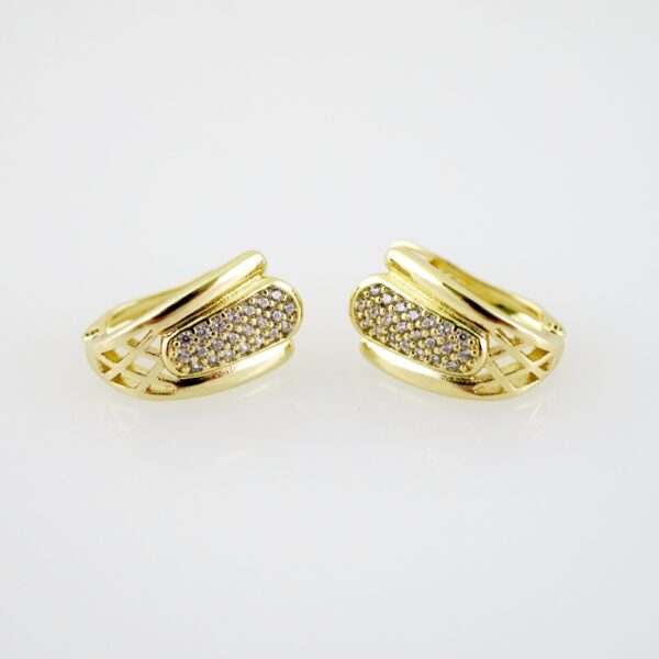 E2225 Earrings - Aretes - Zircon Stone - 14K Real Color