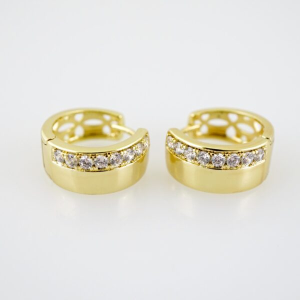 E2219 Earrings - Aretes - Zircon Stone - 14K Real Color