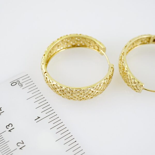 E2224 Earrings - Aretes - Plain - 14K Real Color - Image 3