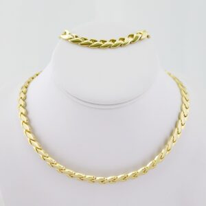 SET1643 Gargantilla & Pulsera - Choker W - Bracelet - Plain - 14K Real Color