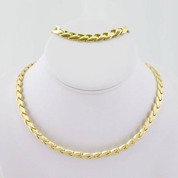 SET1643 Gargantilla & Pulsera - Choker W - Bracelet - Plain - 14K Real Color