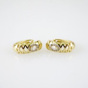E2226 Earrings - Aretes - Zircon Stone - 14K Real Color