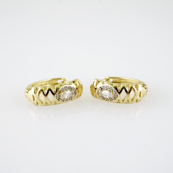 E2226 Earrings - Aretes - Zircon Stone - 14K Real Color