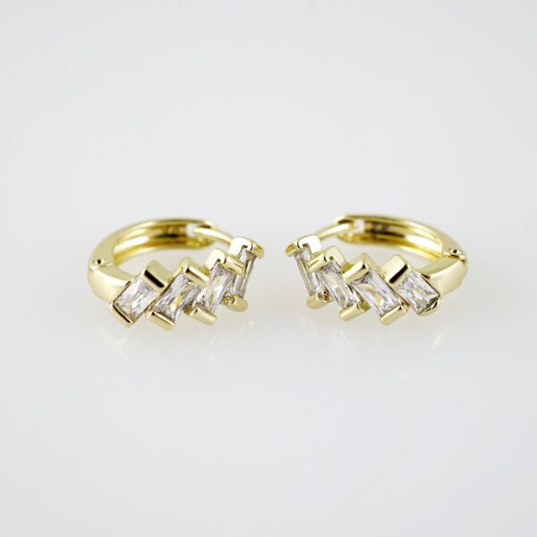 E2227 Earrings - Aretes - Zircon Stone - 14K Real Color