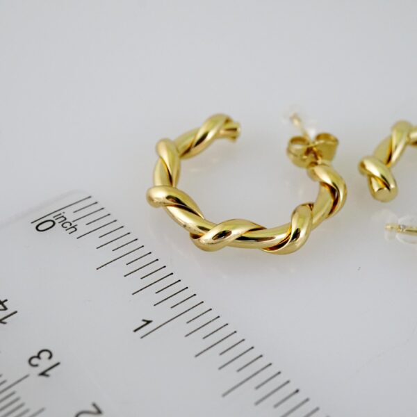 E2236 Earrings - Aretes - Plain - 14K Real Color - Image 3