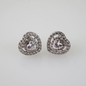 E2238 Earrings - Aretes - Zircon Stone - Silver Color