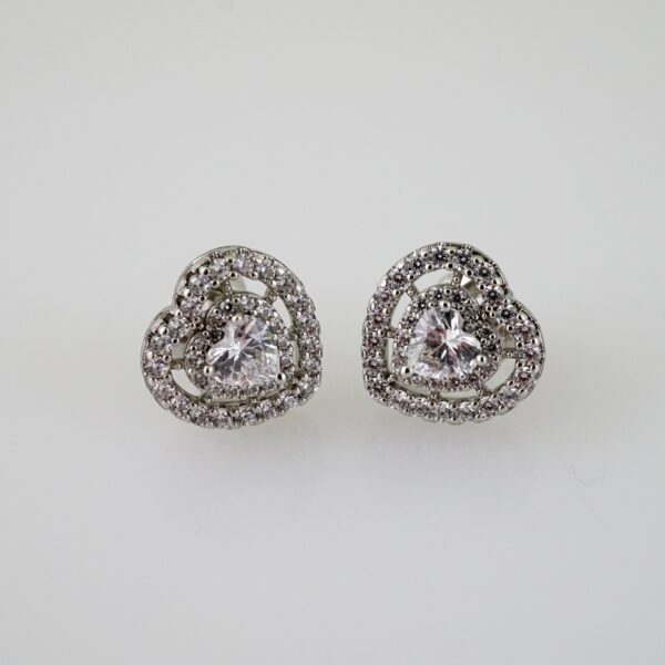 E2238 Earrings - Aretes - Zircon Stone - Silver Color