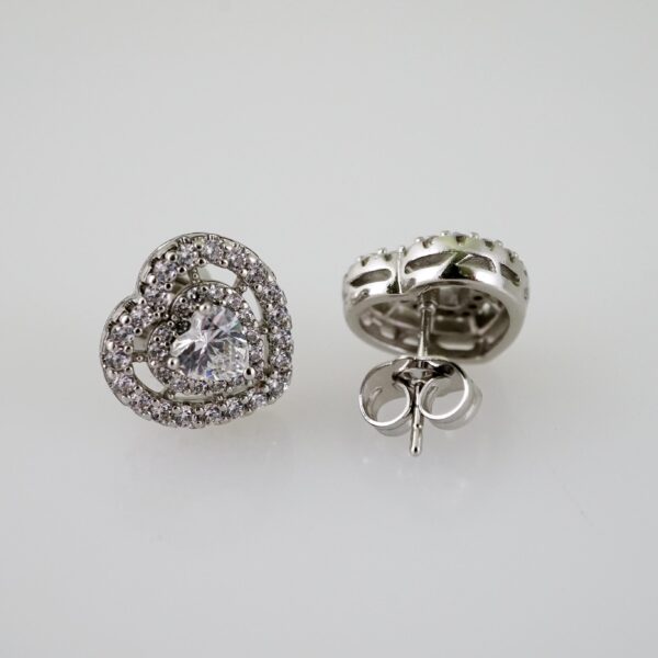 E2238 Earrings - Aretes - Zircon Stone - Silver Color - Image 2