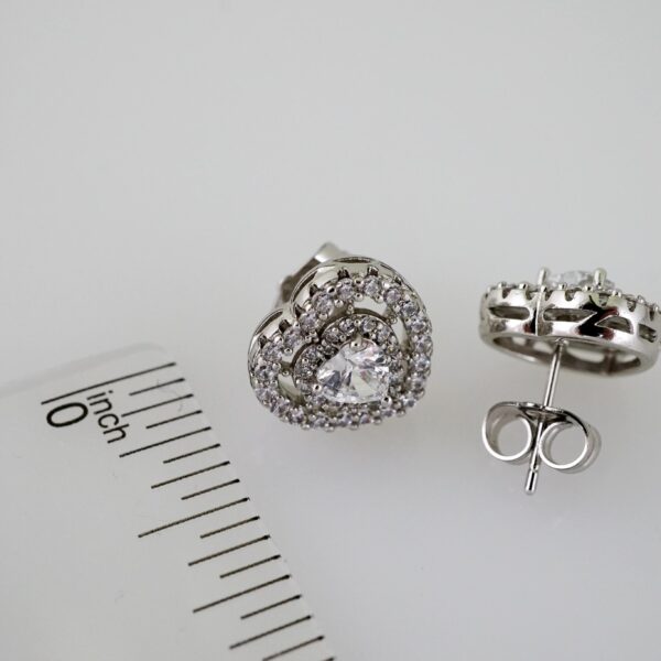 E2238 Earrings - Aretes - Zircon Stone - Silver Color - Image 3