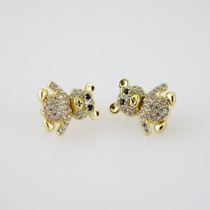 E2239 Earrings - Aretes - Zircon Stone - 14K Real Color