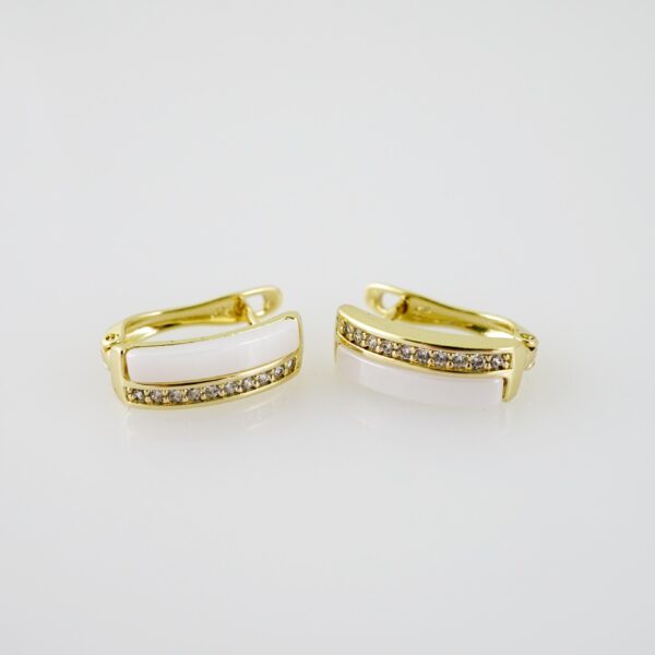 E2242Earrings - Aretes - Zircon Stone - 14K Real Color