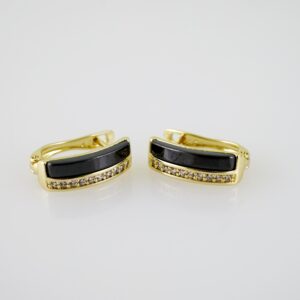 E2243 Earrings - Aretes - Zircon Stone - 14K Real Color