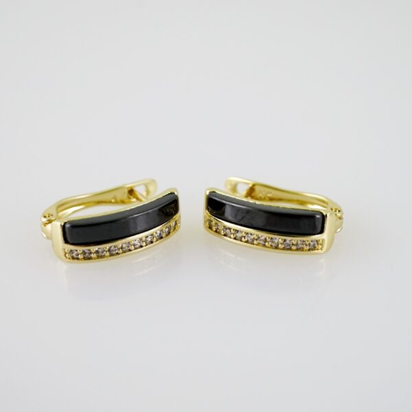 E2243 Earrings - Aretes - Zircon Stone - 14K Real Color