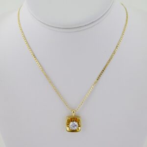 SET1685 Cadenas - Colgante - Aretes - Chain W - Pendants- Earrings - 14K Real Color - Zircon Stone - 2mmx45cm