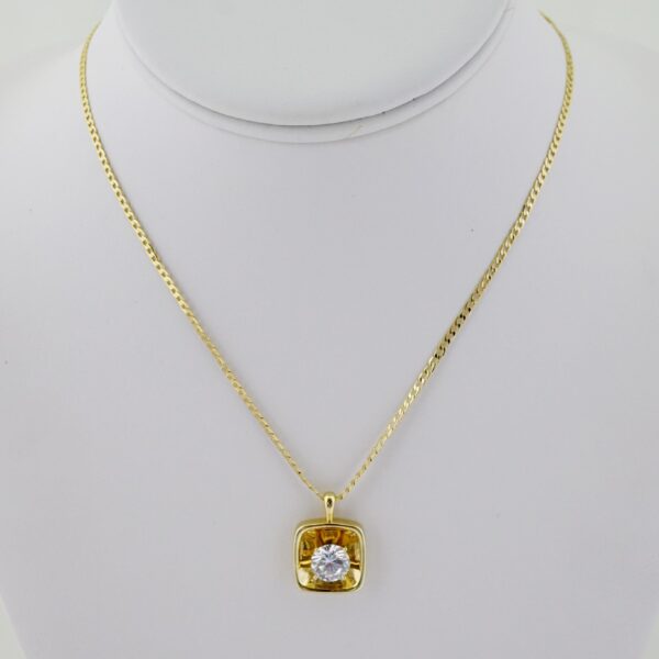 SET1685 Cadenas - Colgante - Aretes - Chain W - Pendants- Earrings - 14K Real Color - Zircon Stone - 2mmx45cm