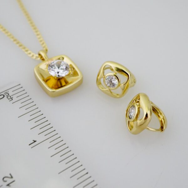 SET1685 Cadenas - Colgante - Aretes - Chain W - Pendants- Earrings - 14K Real Color - Zircon Stone - 2mmx45cm - Image 3