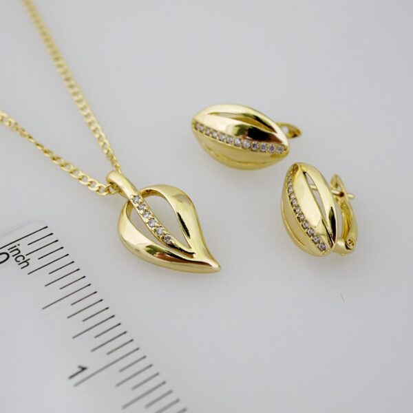 SET1686 Cadenas - Colgante - Aretes - Chain W - Pendants- Earrings - 14K Real Color - Zircon Stone - 2mmx45cm - Image 3