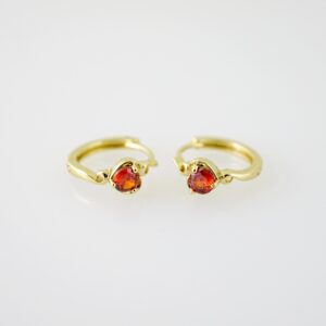 E2256 Earrings - Aretes - Zircon Stone - 14K Real Color