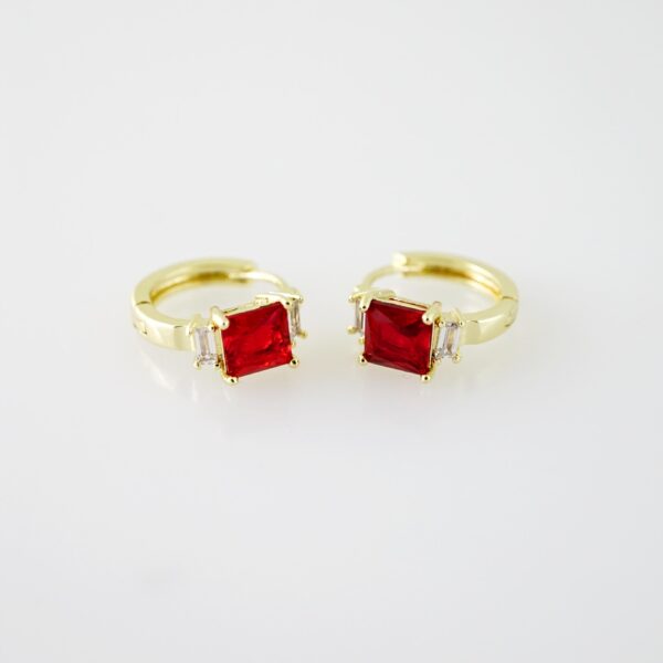 E2258 Earrings - Aretes - Zircon Stone - 14K Real Color