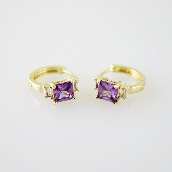 E2262 Earrings - Aretes - Zircon Stone - 14K Real Color