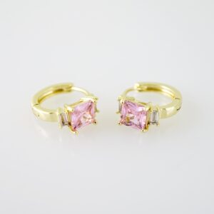 E2263 Earrings - Aretes - Zircon Stone - 14K Real Color