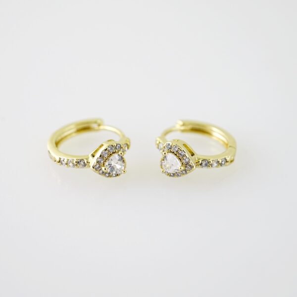 E2264 Earrings - Aretes - Zircon Stone - 14K Real Color