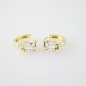 E2267 Earrings - Aretes - Zircon Stone - 14K Real Color