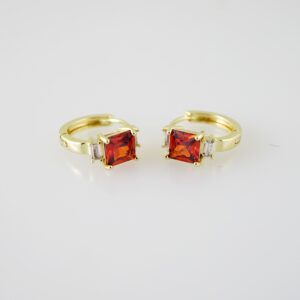 E2272 Earrings - Aretes - Zircon Stone - 14K Real Color