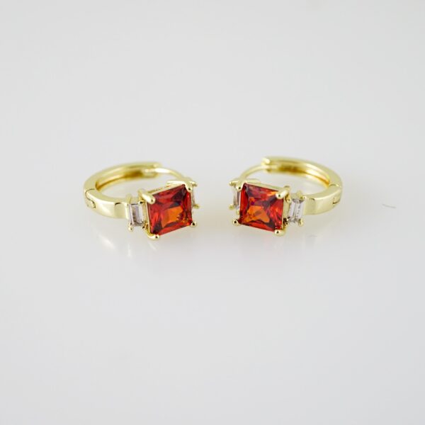 E2272 Earrings - Aretes - Zircon Stone - 14K Real Color