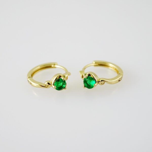 E2273 Earrings - Aretes - Zircon Stone - 14K Real Color