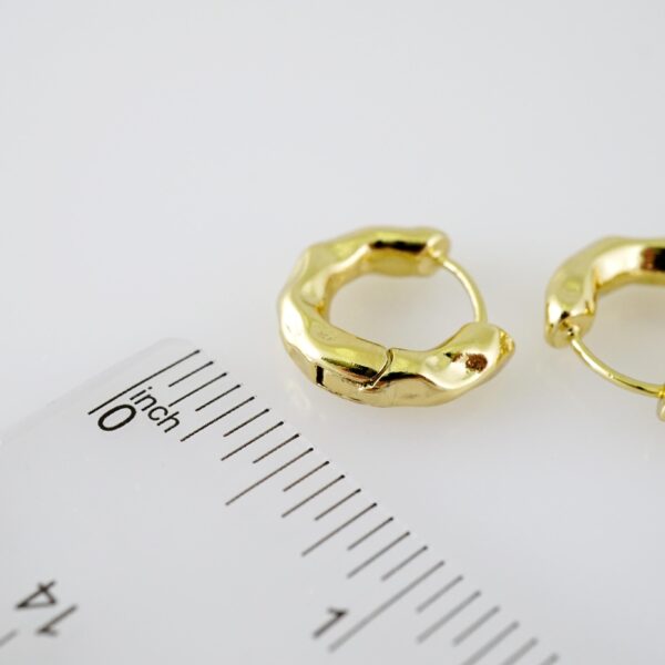 E2274 Earrings - Aretes - Plain - 14K Real Color - Image 3