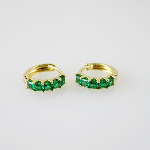 E2275 Earrings - Aretes - Zircon Stone - 14K Real Color