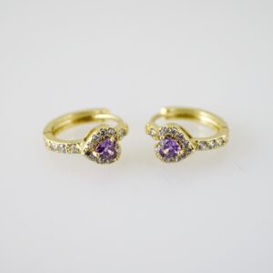 E2277 Earrings - Aretes - Zircon Stone - 14K Real Color