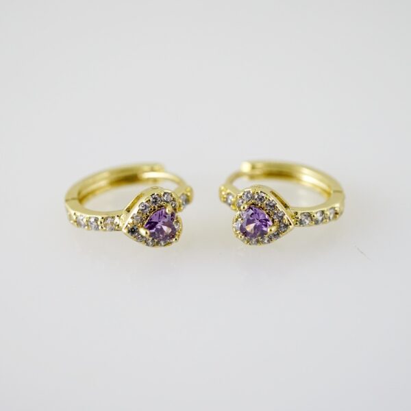 E2277 Earrings - Aretes - Zircon Stone - 14K Real Color