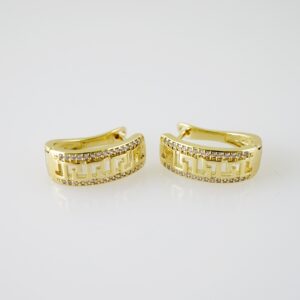 E2280 Earrings - Aretes - Zircon Stone - 14K Real Color