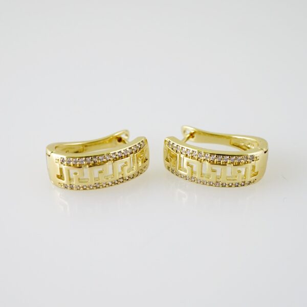E2280 Earrings - Aretes - Zircon Stone - 14K Real Color