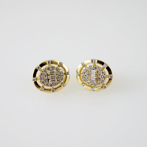 E2282 Earrings - Aretes - Zircon Stone - 14K Real Color