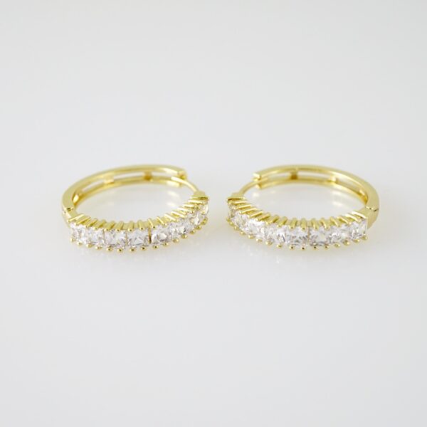E2285 Earrings - Aretes - Zircon Stone - 14K Real Color