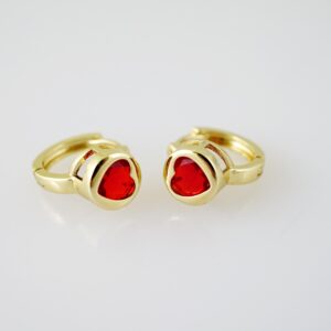 E2288 Earrings - Aretes - Zircon Stone - 14K Real Color